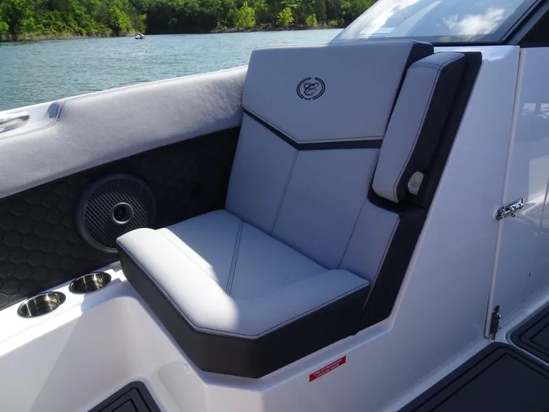 Slide: The Image of Luxurious seating on 2025 Cobalt R8 Surf boat, featuring sleek design and comfortable upholstery. - 22