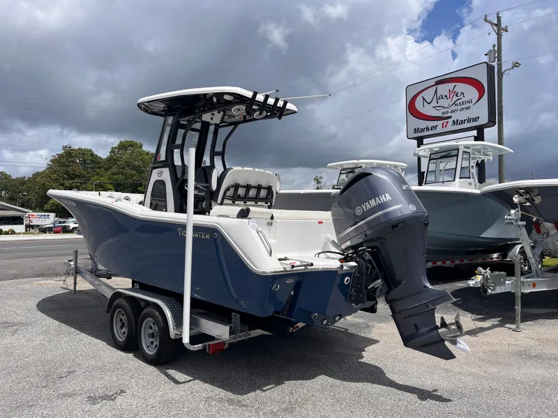 Slide: The Image of 2023 Tidewater 232 LXF boat on trailer with Yamaha engine at Marker 17 Marine. - 3