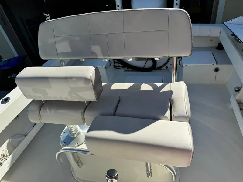 Slide: The Image of 2022 Parker 2300 Special Edition boat seat with cushioned backrest and armrests. - 12