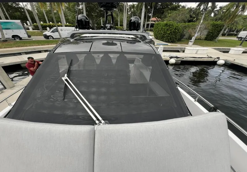 Slide: The Image of Azimut Verve 42 boat engines, 2022 model, featuring sleek white and blue design. - 5