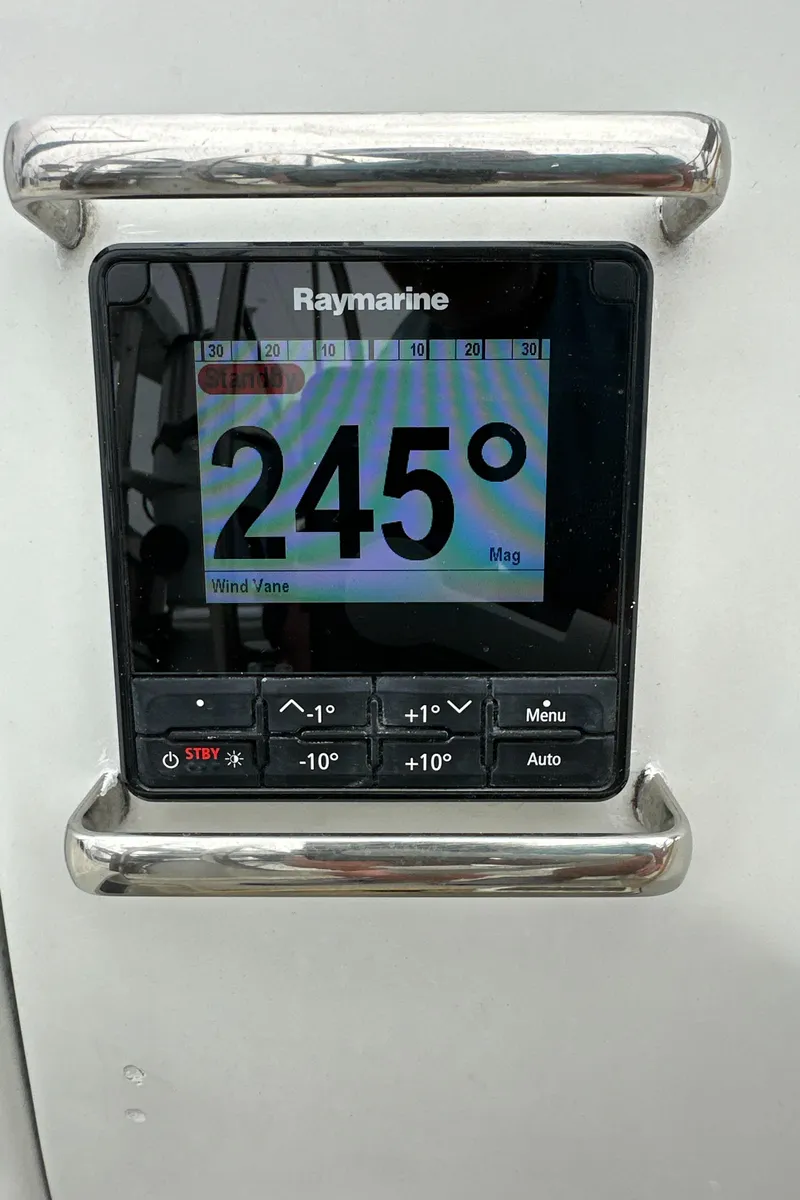 Slide: The Image of Raymarine display showing 245° wind direction on Ericson 34 2, 1987 model. - 31