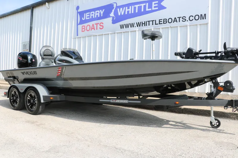 Slide: The Image of 2025 Vexus AVX1980 boat on trailer at Jerry Whittle Boats dealership. - 3