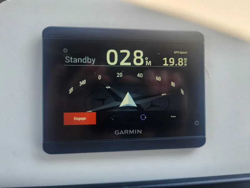 Slide: The Image of Garmin navigation display on 2000 Silverton 453 Motor Yacht showing speed and heading. - 13