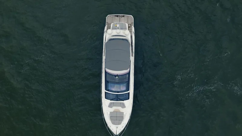 Slide: The Image of Aerial view of 2020 Princess S62 yacht cruising on open water. - 15