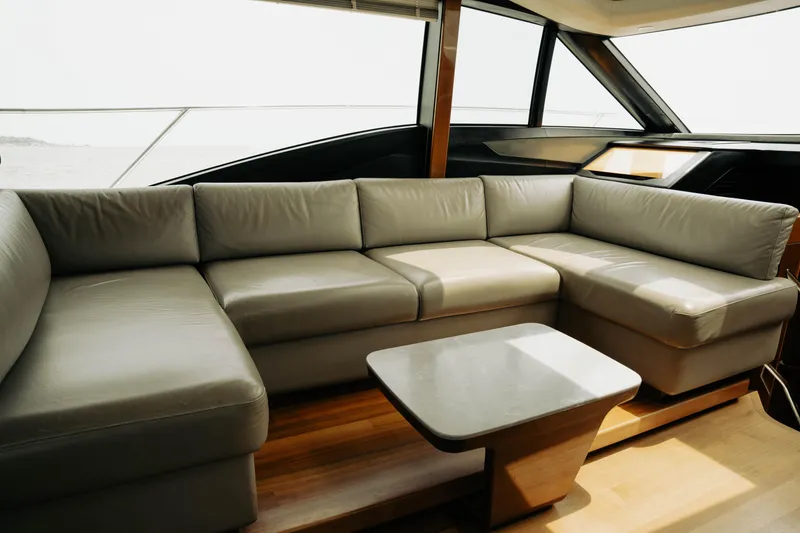 Slide: The Image of Luxurious interior of 2020 Princess S62 yacht with elegant leather seating and modern design. - 21
