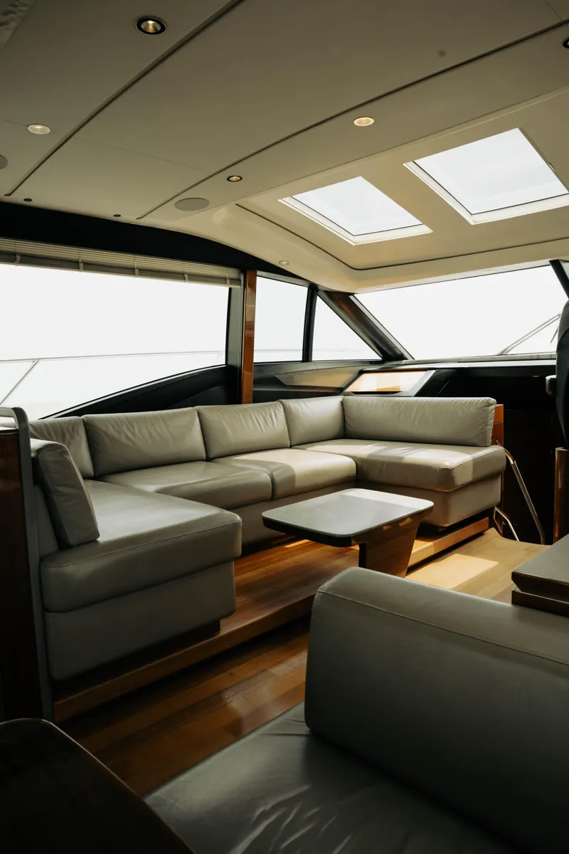 Slide: The Image of Luxurious interior of 2020 Princess S62 yacht with elegant seating and skylights. - 23