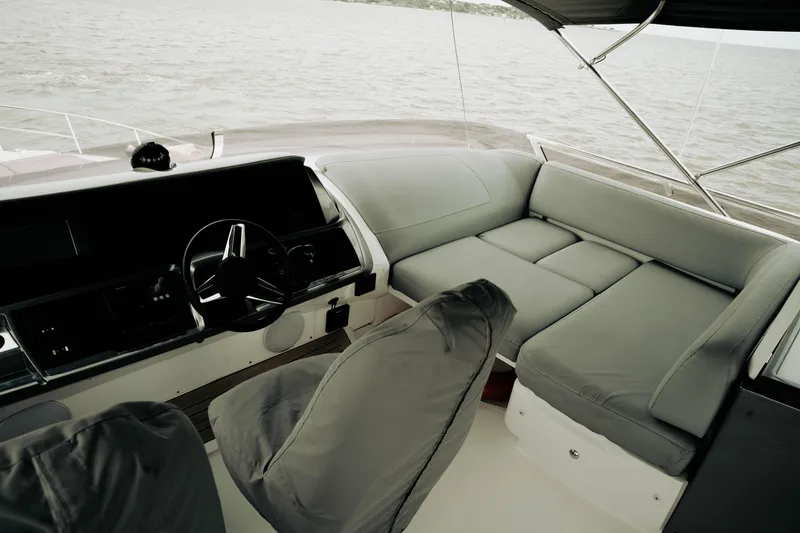 Slide: The Image of Interior of 2020 Princess S62 yacht with sleek helm and comfortable seating. - 36