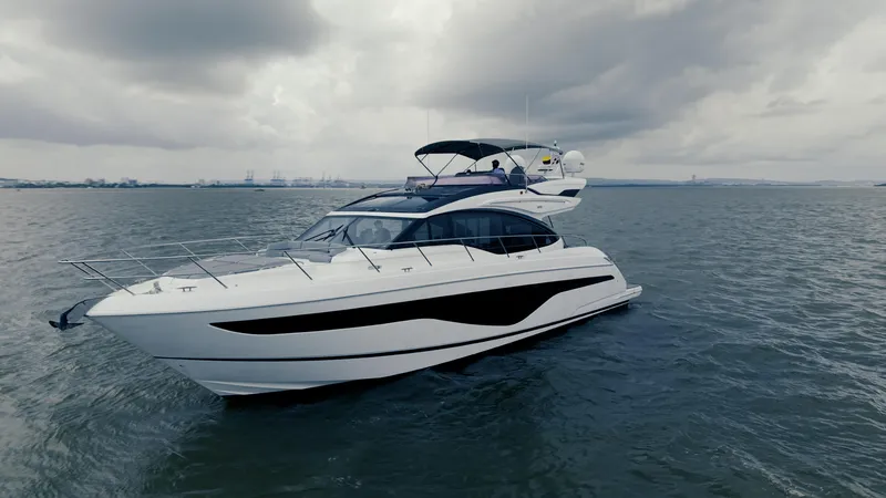 Slide: The Image of Luxurious 2020 Princess S62 yacht cruising on a cloudy day. - 4