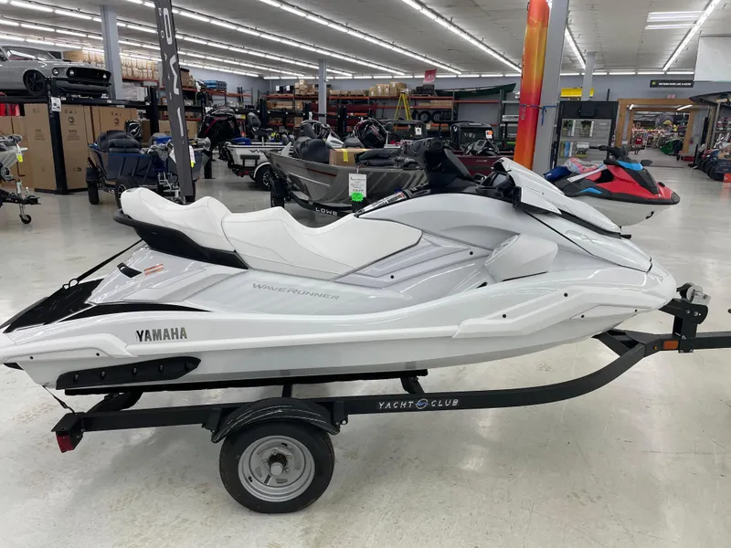 Slide: The Image of 2025 Yamaha WaveRunner FX Cruiser SVHO on display in a showroom. - 4