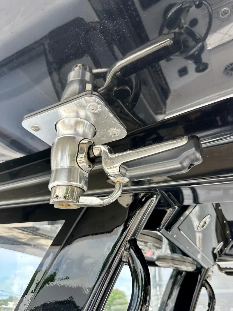 Slide: The Image of Stainless steel handle on a 2021 Streamline 35CC boat, close-up view. - 12