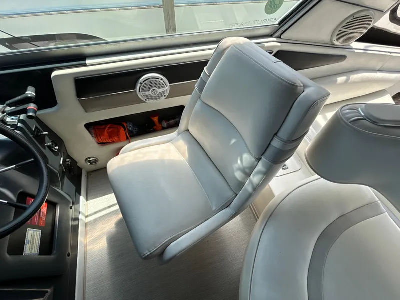 Slide: The Image of Garmin navigation display on 1993 Sea Ray 440 Sundancer boat, showing detailed marine map. - 33