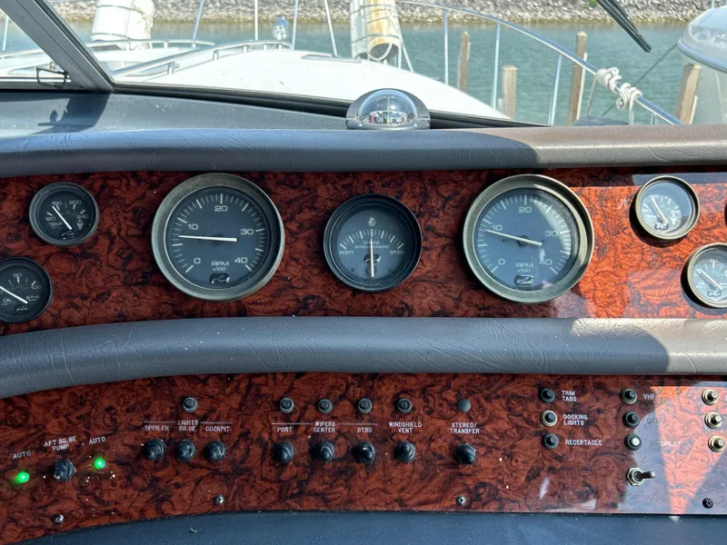Slide: The Image of JVC stereo system in 1993 Sea Ray 440 Sundancer boat dashboard. - 36