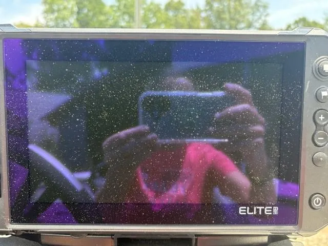 Slide: The Image of Reflection on Elite fishfinder screen in 2024 Tracker Pro Team 195 TXW Tournament Edition boat. - 10