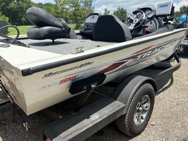Slide: The Image of 2024 Tracker Pro Team 195 TXW Tournament Edition boat on trailer, side view. - 6
