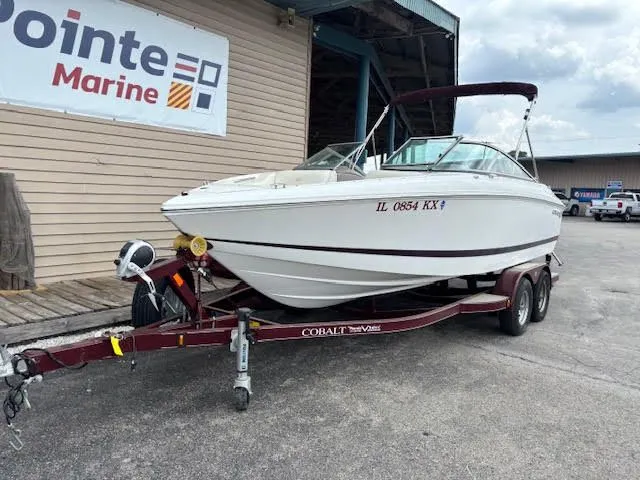 Slide: The Image of 2005 Cobalt 200 boat on trailer at Pointe Marine dealership. - 2