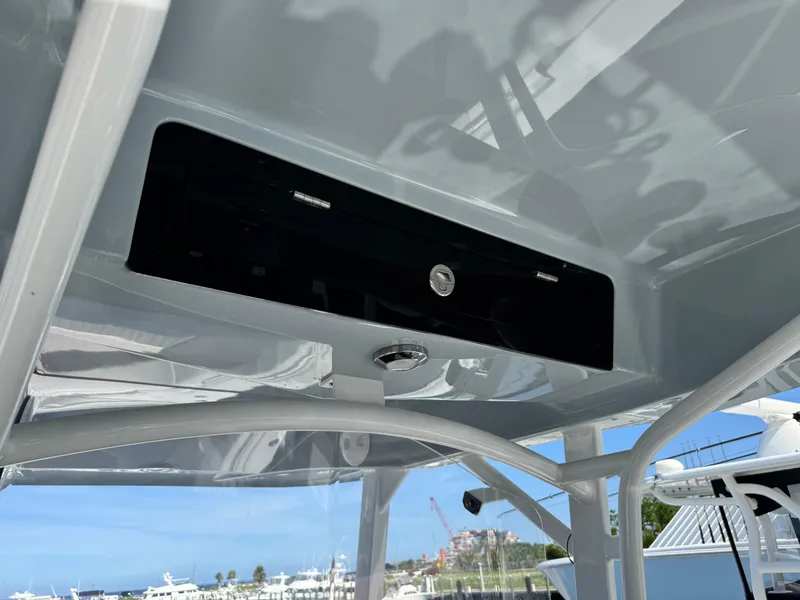 Slide: The Image of 2025 Fountain 34 TE boat interior detail with sleek design and modern features. - 16