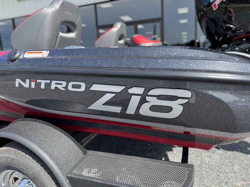 Slide: The Image of 2026 Nitro Z18 boat with sleek design and modern features. - 2