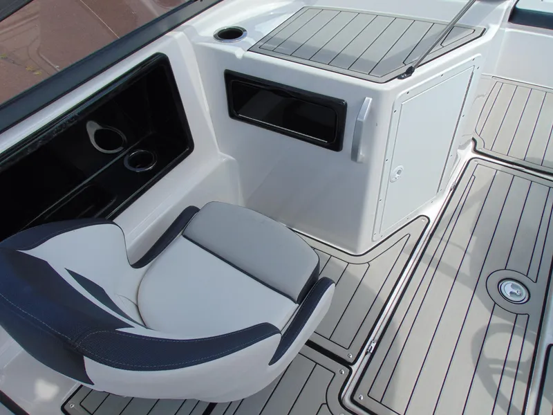 Slide: The Image of 2020 Yamaha Boats 195S interior with sleek seating and modern design features. - 10