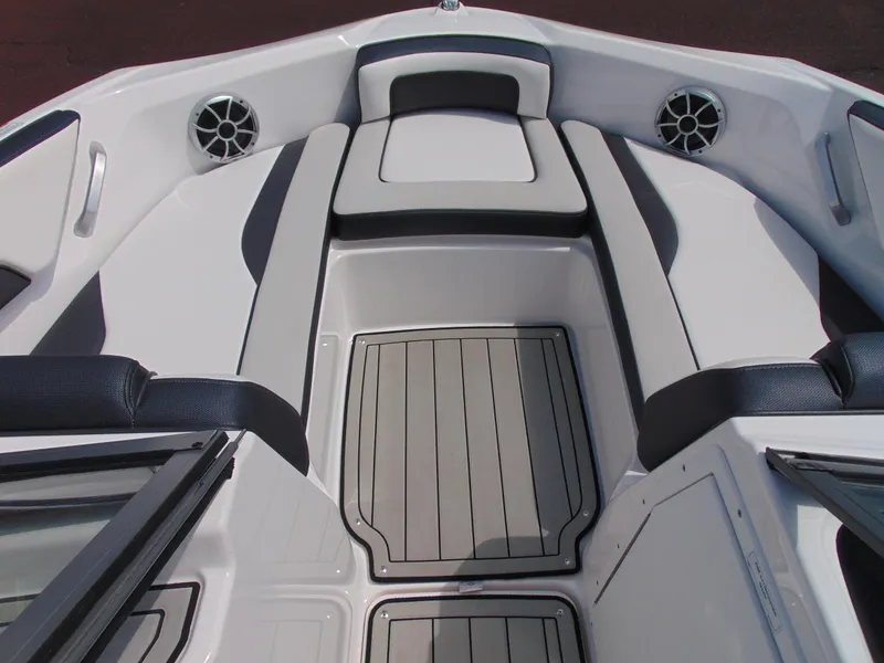 Slide: The Image of 2020 Yamaha Boats 195S interior with sleek seating and modern design. - 11