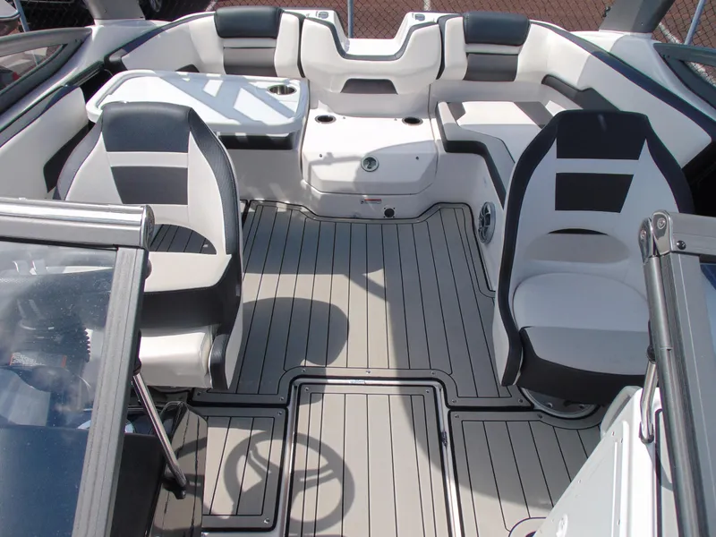Slide: The Image of 2020 Yamaha Boats 195S interior with sleek seating and modern design. - 12