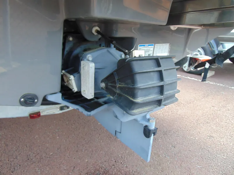 Slide: The Image of Close-up of a 2020 Yamaha Boats 195S jet propulsion system on a trailer. - 6