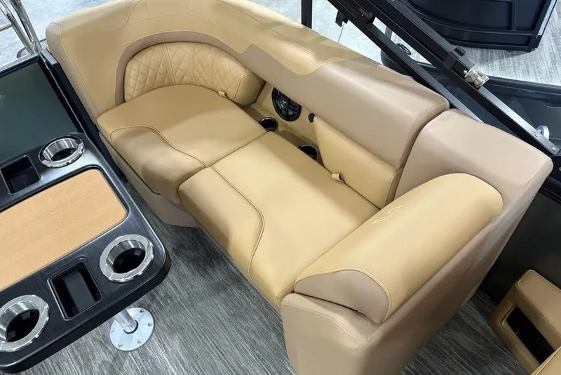 Slide: The Image of Luxurious seating on 2025 Godfrey Sweetwater 2286 SB pontoon boat with cup holders. - 33