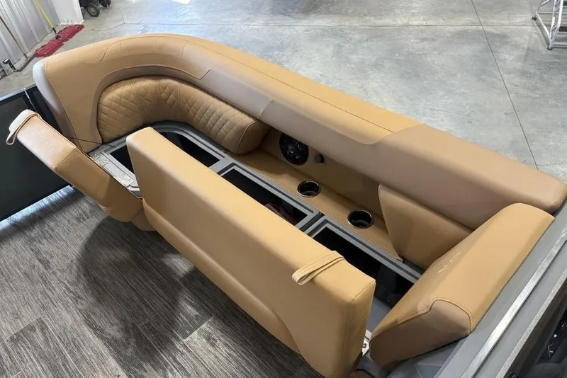 Slide: The Image of Luxurious tan seating on 2025 Godfrey Sweetwater 2286 SB pontoon boat. - 4