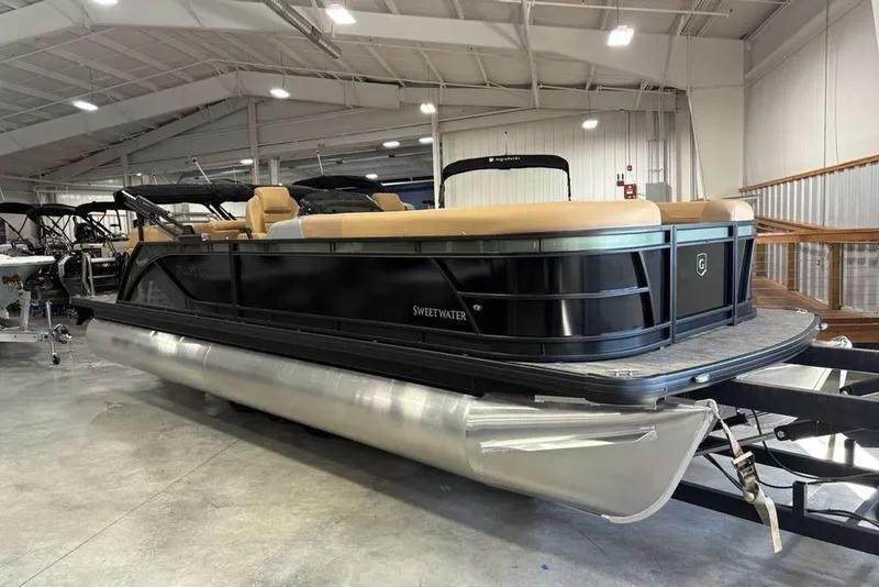 Slide: The Image of 2025 Godfrey Sweetwater 2286 SB pontoon boat with iMPACT Center Tube Package in showroom. - 5