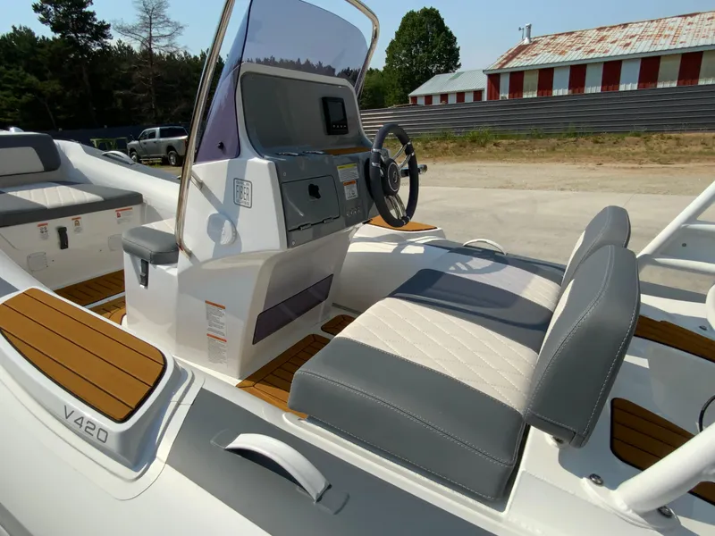 Slide: The Image of 2026 Gala V420 boat interior with modern dashboard and comfortable seating. - 4