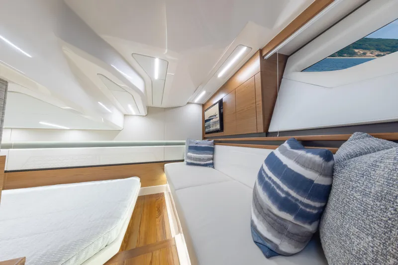 Slide: The Image of Luxurious interior of 2025 Tiara Yachts 43 LE, featuring modern design and comfortable seating. - 27