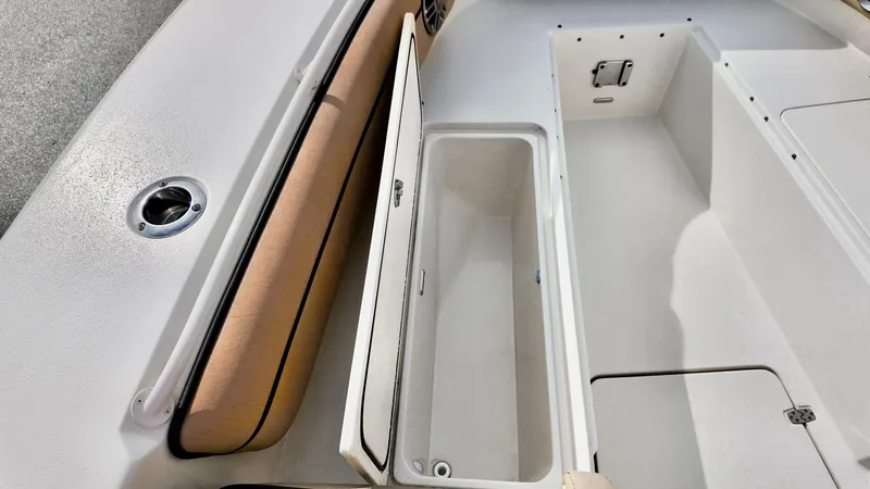 Slide: The Image of 2024 Sea Chaser 35 HFC Bluewater Series boat interior storage compartment. - 23