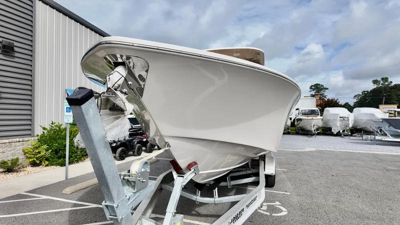 Slide: The Image of 2024 Sea Chaser 35 HFC Bluewater Series boat on trailer, parked outdoors. - 5