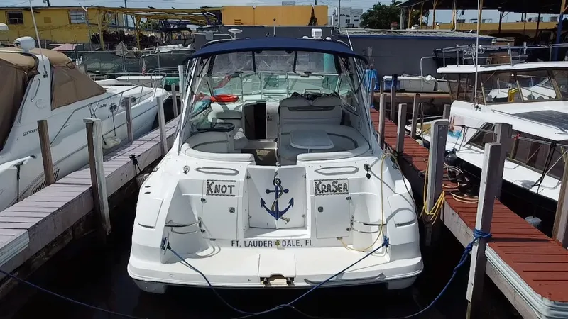 Slide: The Image of 2006 Doral 365 boat docked in marina, Fort Lauderdale, Florida. - 19