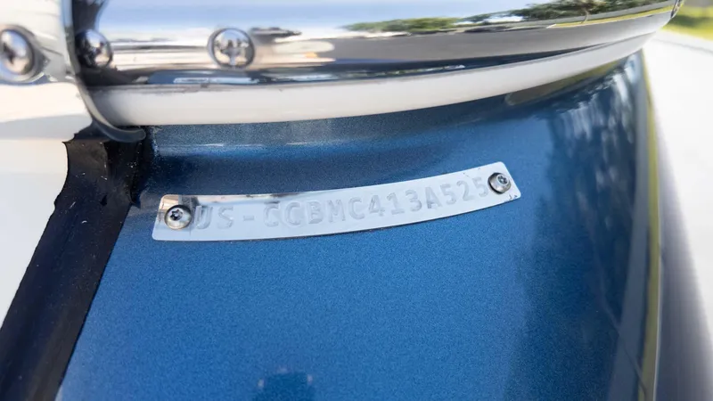 Slide: The Image of 2025 Chris-Craft Launch 28 GT hull identification plate close-up. - 13