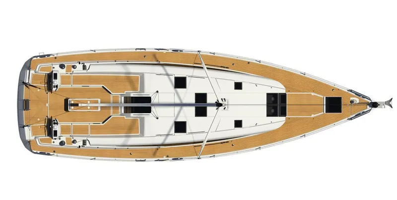 Slide: The Image of Top view of 2018 Jeanneau 54 yacht with spacious deck layout. - 10