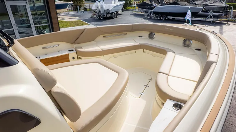 Slide: The Image of 2025 Chris-Craft Catalina 28 boat with luxurious seating and modern design. - 5