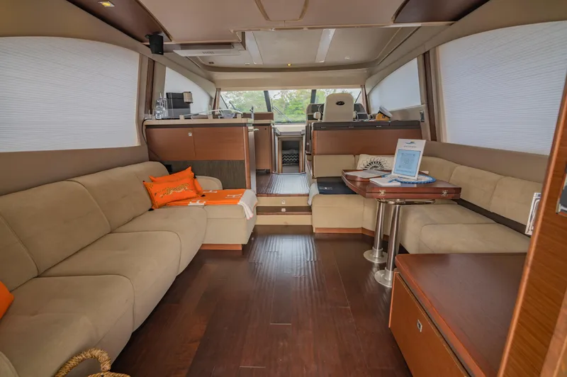 Slide: The Image of Luxurious interior of 2015 Sea Ray 510 Fly yacht with elegant seating and modern design. - 27