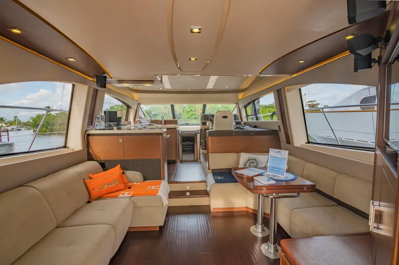 Slide: The Image of Luxurious interior of 2015 Sea Ray 510 Fly yacht with spacious seating and modern design. - 29