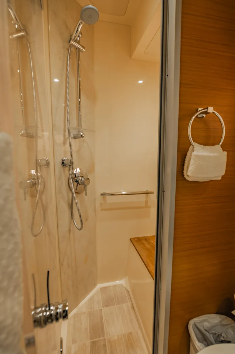 Slide: The Image of Luxurious bathroom in 2015 Sea Ray 510 Fly yacht with modern shower fixtures. - 35