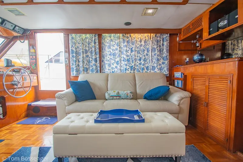 Slide: The Image of Interior of 1987 Lien Hwa 47 Elegant MKII Motoryacht with sofa and nautical decor. - 11