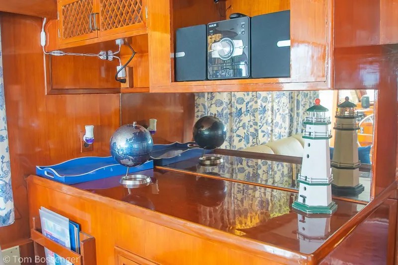 Slide: The Image of Interior of 1987 Lien Hwa 47 Elegant MKII Motoryacht with globe and lighthouse decor. - 13