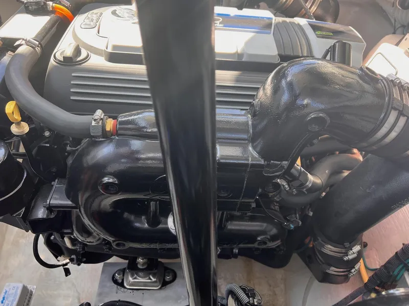 Slide: The Image of 2019 Cruisers Yachts 338 IO engine, detailed view of components and structure. - 43