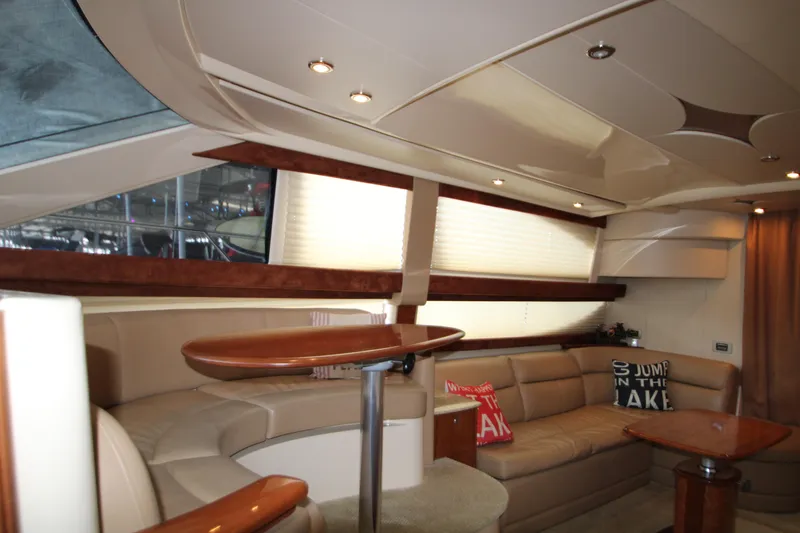 Slide: The Image of Luxurious interior of a 2007 Meridian 391 Sedan yacht with plush seating and elegant design. - 29