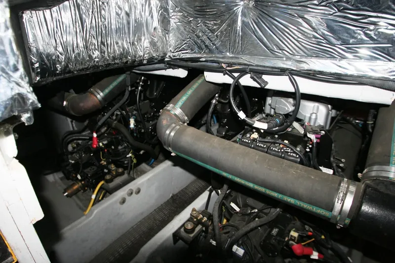Slide: The Image of Engine room of a 2007 Meridian 391 Sedan with visible components and wiring. - 91