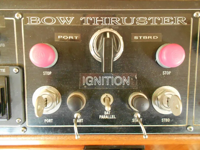 Slide: The Image of Control panel of 1985 Chris-Craft 500 Constellation Motor Yacht with bow thruster and ignition switches. - 20