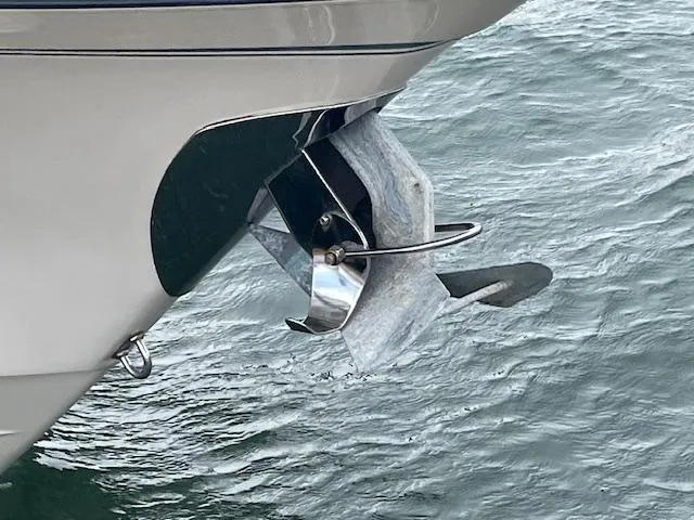 Slide: The Image of 2012 Grady-White 271 Canyon boat anchor detail in water. - 18