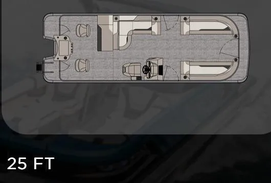 Slide: The Image of Top view layout of 2022 Tahoe Pontoon GT 2585 RF, 25-foot boat design. - 21