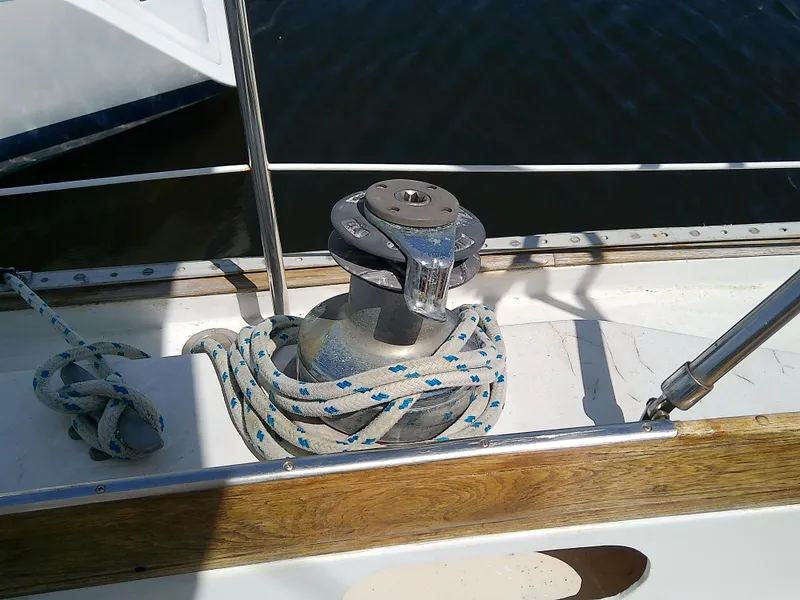 Slide: The Image of Winch and rope on 1980 Whitby Yachts 42 sailboat deck. - 17