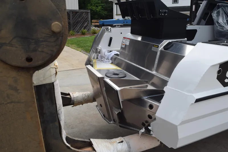 Slide: The Image of 2026 Stabicraft 1850 Supercab Sportfish boat under construction, showcasing rear hull details. - 6