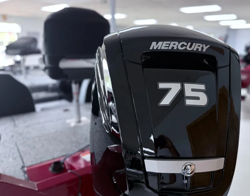 Slide: The Image of Mercury 75 horsepower engine on 2025 Tracker Pro Team 175 boat. - 3